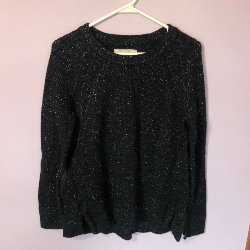 Loft Black Sparkly Crewneck Sweater